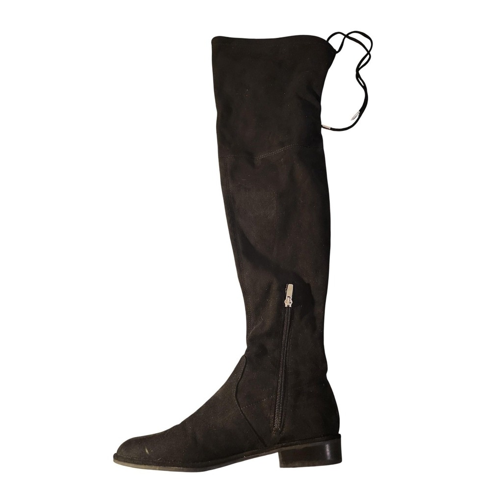 Marc Fisher Boots Womens Size 7 Black Suede Over The Knee Riding Zip